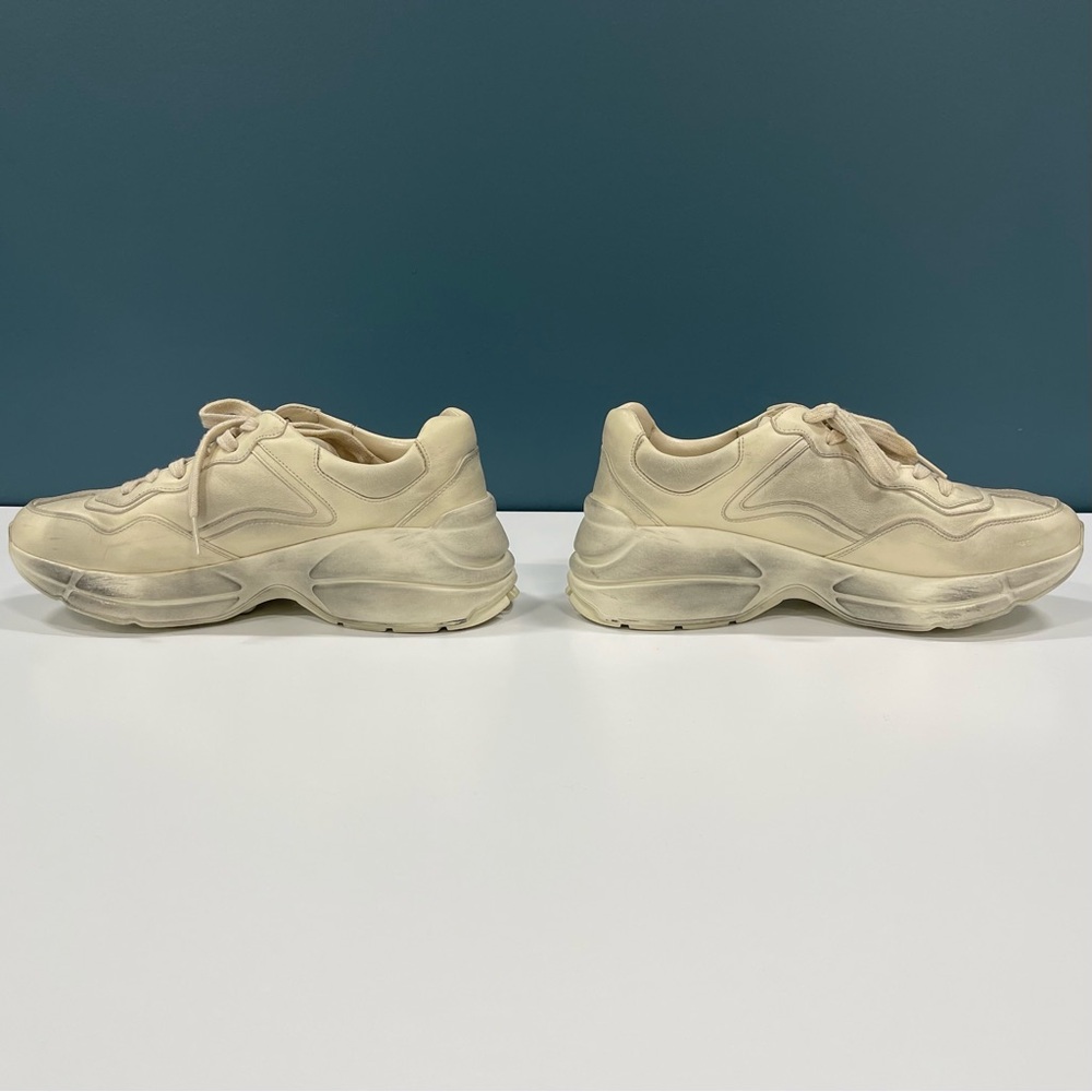 Gucci Ryton Vintage-Look Off-White Black Red Sneakers w Lips Logo SZ 38.5 /W 8.5 - Picture 7 of 16